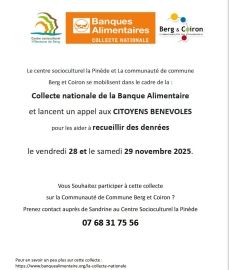 Appel à bénévoles collecte de la banque alimentaire